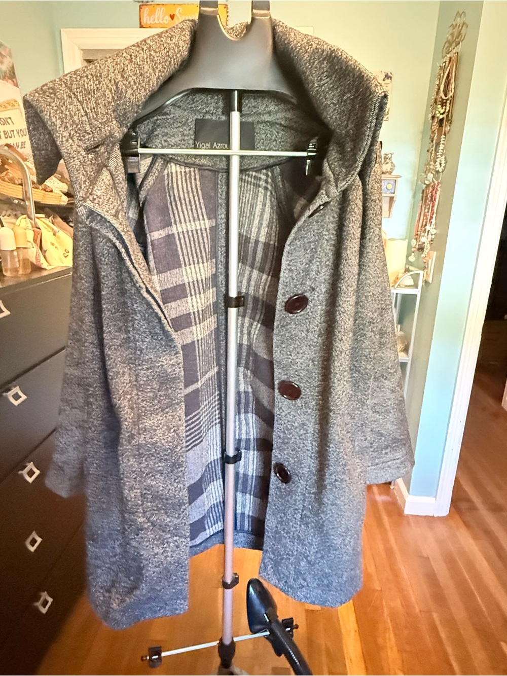 Yigal Azrouel Womems  Grey Button-Front Pea Coat - Picture 14 of 14